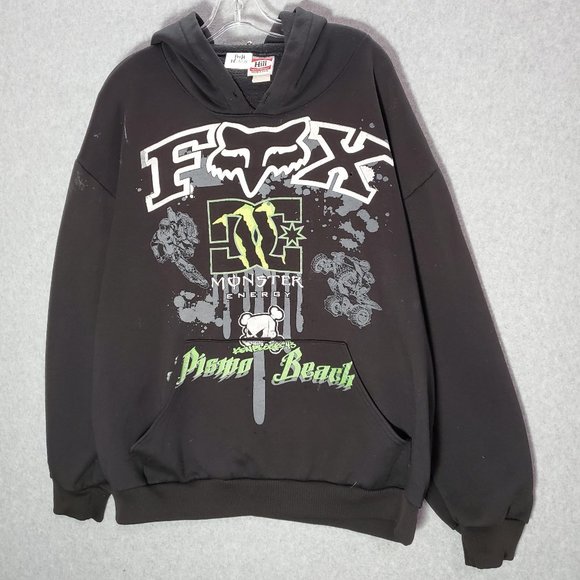 VINTAGE Fox x DC Men Sweatshirt XL Hoodie Monster Ken‎ Block 43 Pismo Beach READ - Picture 1 of 9